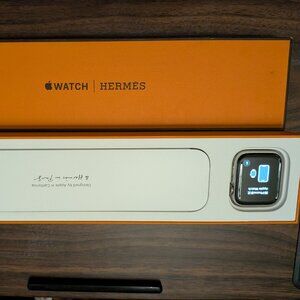 Hermès Brique/Beton single tour leather apple watch strap 5 series 40mm orange